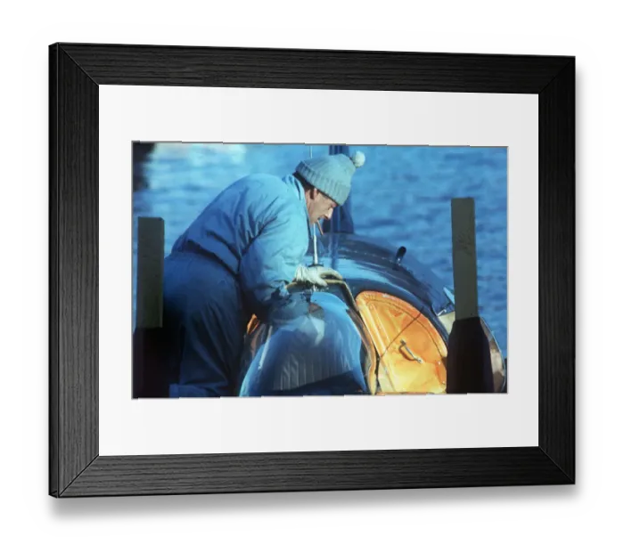 Framed Print : British speed enthusiast Donald Campbell during trials for his latest world speed record Framed Print : British speed enthusiast Donald Campbell during trials for his latest world speed record