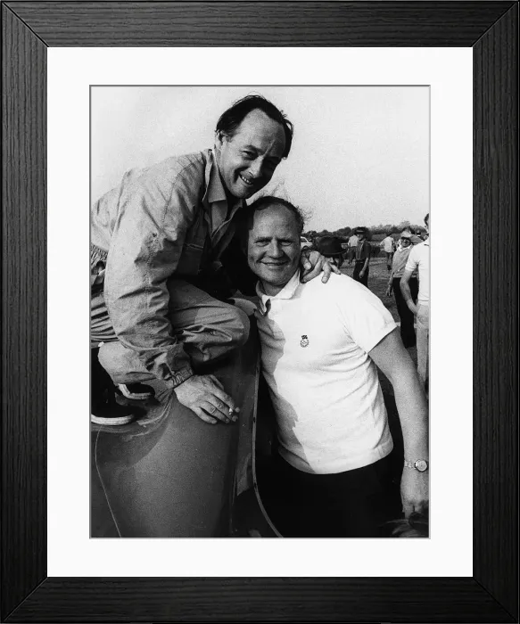 Framed Print : Donald Campbell and Peter Bolton with Proteus Bluebird car while testing for world land