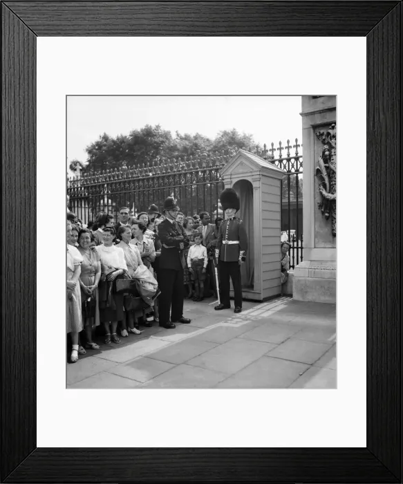 Framed Print : Crowds gather outside Buckingham Palace to watch the comings Framed Print : Crowds gather outside Buckingham Palace to watch the comings
