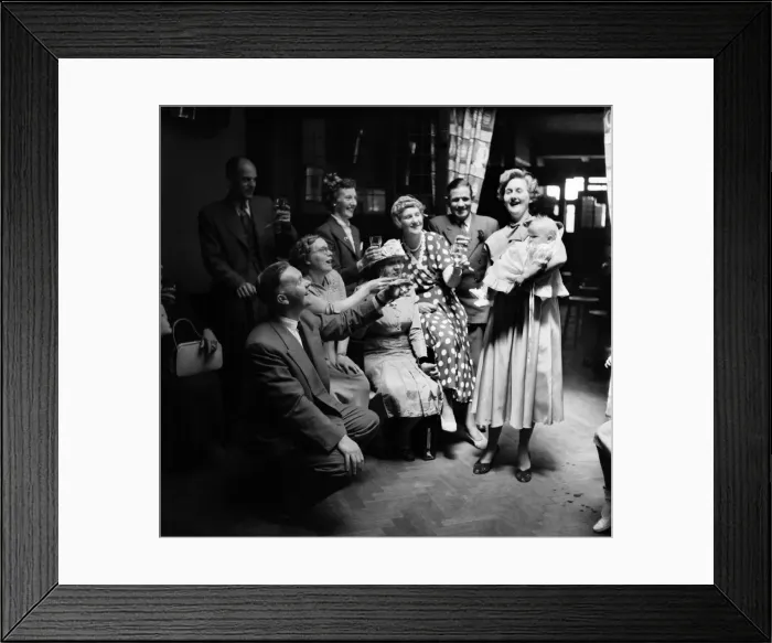 Framed Print : Families : Chirstening. The Irons family toast Lee after the Christening. July 1953 D3465 Framed Print : Families : Chirstening. The Irons family toast Lee after the Christening. July 1953 D3465