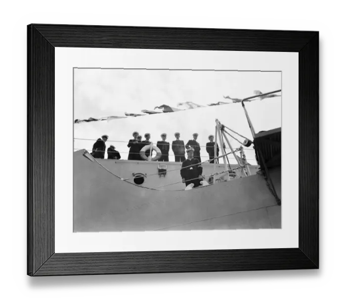 Framed Print : Sailors on deck of Russian Battleship Sverdlov (