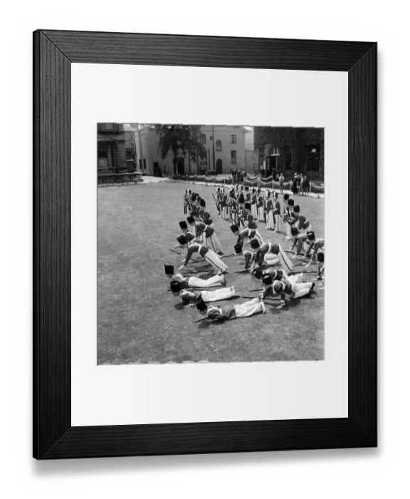 Framed Print : Actors, toy soldiers on parade: Toy soldiers fainting whilst rehearsing at St Josephs