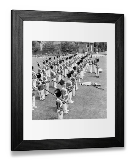 Framed Print : Actors, toy soldiers on parade: Toy soldiers fainting whilst rehearsing at St Josephs