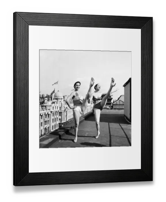 Framed Print : Entertainment Dancing Eve night club girls seen here rehearsing on the roof of the club