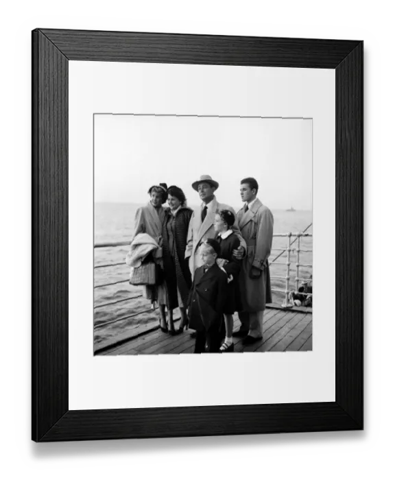 Framed Print : Film actor Alan Ladd and wife Sue and family seen here on the deck of the liner bringing