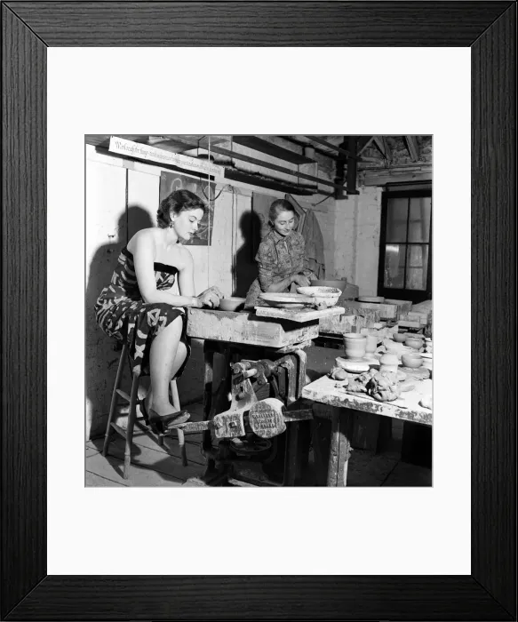 Framed Print : One of the pottters wheels at David Rawnsleys Chelsea Studio. September 1952 C4513 Framed Print : One of the pottters wheels at David Rawnsleys Chelsea Studio. September 1952 C4513