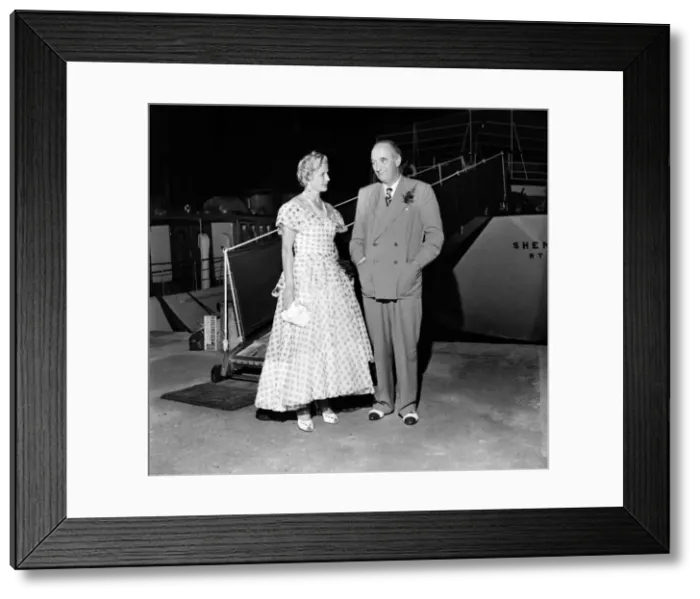Framed Print : Sir Bernard and Lady Docker aboard their Yacht off Cannes. September 1952 C4502-002 Framed Print : Sir Bernard and Lady Docker aboard their Yacht off Cannes. September 1952 C4502-002