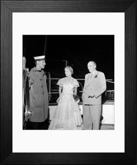 Framed Print : Sir Bernard and Lady Docker aboard their Yacht at Cannes. September 1952 C4502-001 Framed Print : Sir Bernard and Lady Docker aboard their Yacht at Cannes. September 1952 C4502-001