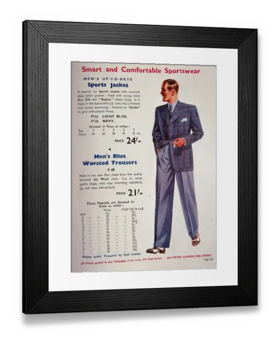 Framed Print : World War II Fashion 1939 mens sports jacket Framed Print : World War II Fashion 1939 mens sports jacket