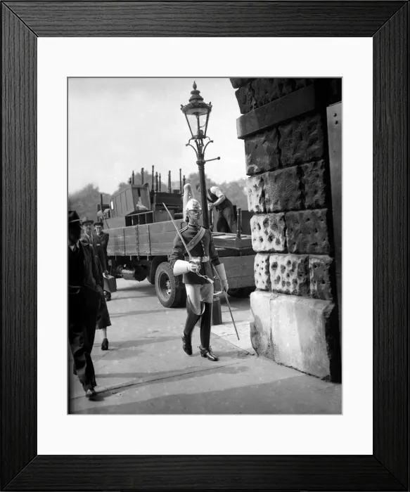 Framed Print : War Crisis in London September 1939 A household cavalry soldier Framed Print : War Crisis in London September 1939 A household cavalry soldier