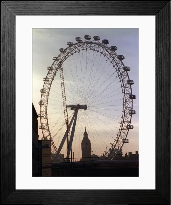 Framed Print : The London Eye Millennium Wheel from Waterloo bridge November 1999