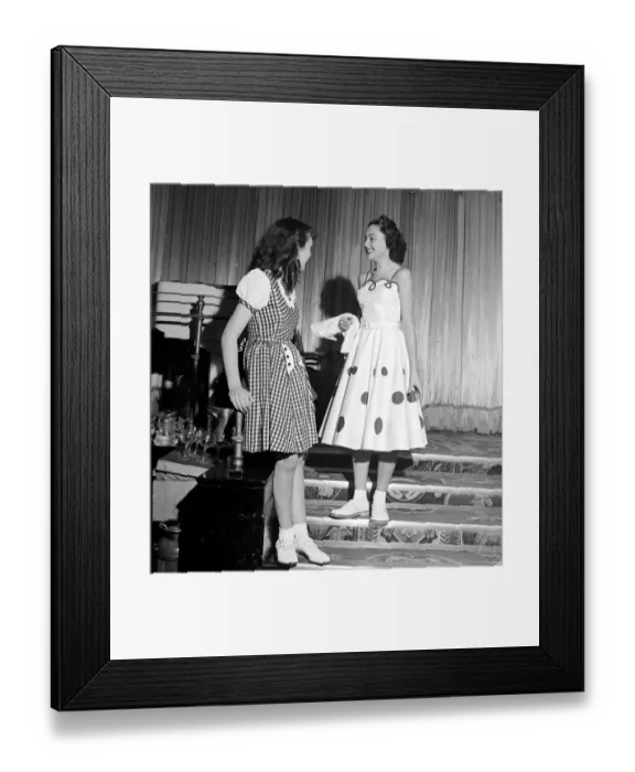 Framed Print : Teengagers June Allen and Audrey Manning wearing dresses November 1951 Framed Print : Teengagers June Allen and Audrey Manning wearing dresses November 1951