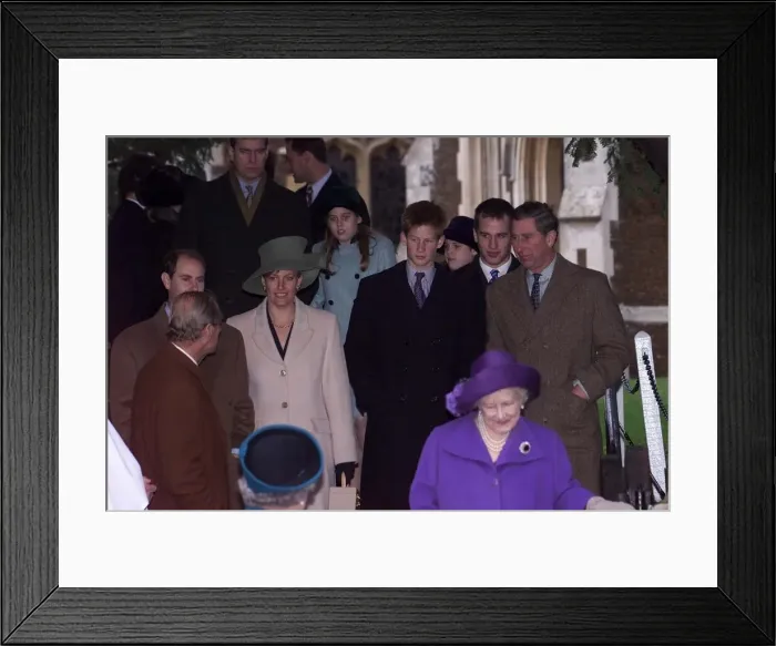 Framed Print : Queen Elizabeth at the Christmas Day service December 1999 with the other members Framed Print : Queen Elizabeth at the Christmas Day service December 1999 with the other members