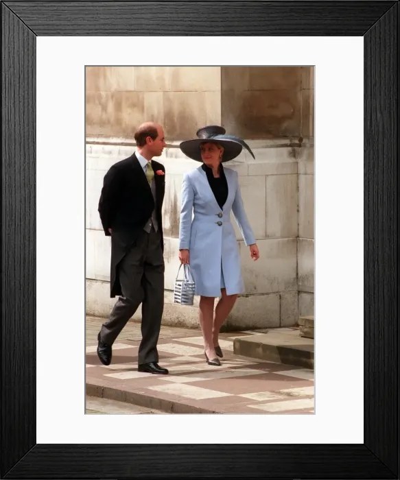 Framed Print : Prince Edward and Sophie Rhys Jones attend weddding 1999 of Catrina Skepper