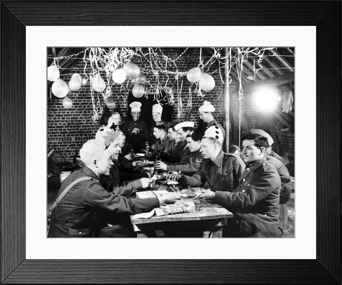 Framed Print : WW2 Christmas for British troops December 1939 in France Pulling crackers after Framed Print : WW2 Christmas for British troops December 1939 in France Pulling crackers after