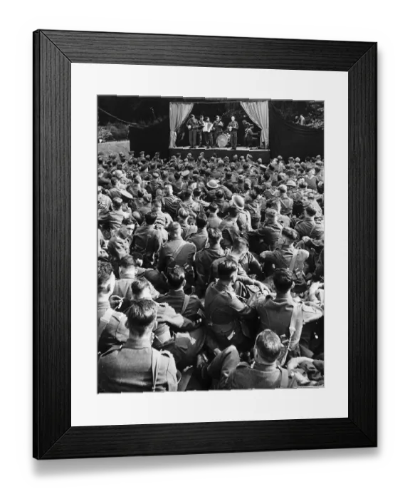 Framed Print : ENSA entertains the troops somewhere in Sussex as they wait for their posting to