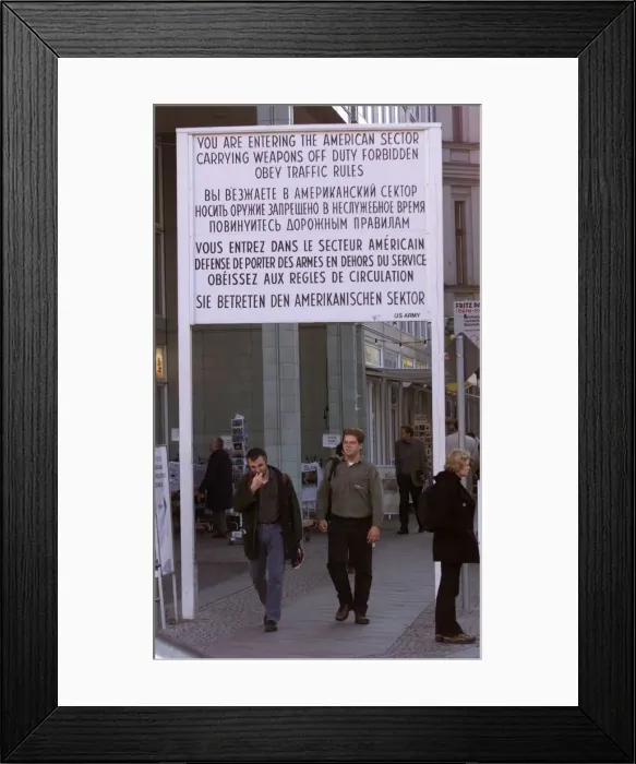 Framed Print : Ten years after the Berlin Wall a sign in the street reads You are entering Framed Print : Ten years after the Berlin Wall a sign in the street reads You are entering