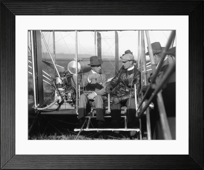 Framed Print : Wilbur Wright with King Alfonso of Spain pictured talking in the plane Framed Print : Wilbur Wright with King Alfonso of Spain pictured talking in the plane