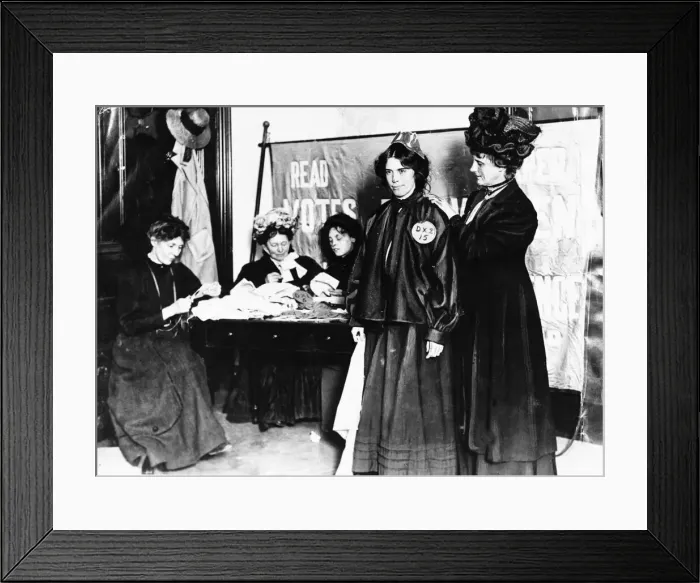 Framed Print : Dress rehearsal for Suffragettes November 1908 Suffragettes pictured trying