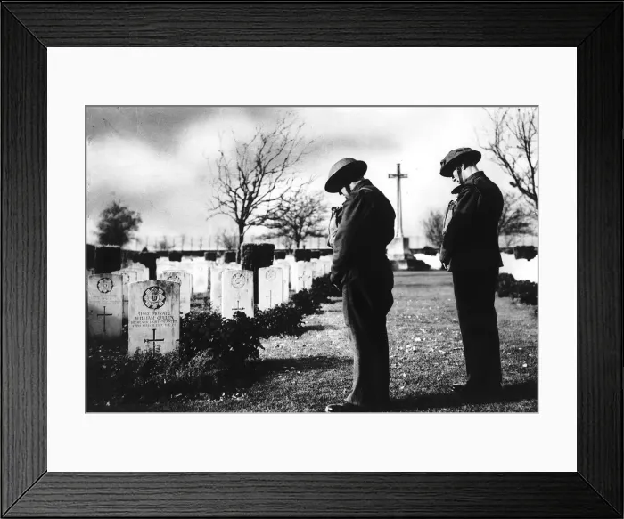 Framed Print : WW2 Armistice Day in a war cemetery in France 1939