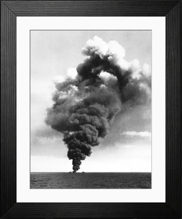 Framed Print : WW2 Giant tanker Regent Tiger goes up in smoke after being torpedoed in the English Framed Print : WW2 Giant tanker Regent Tiger goes up in smoke after being torpedoed in the English