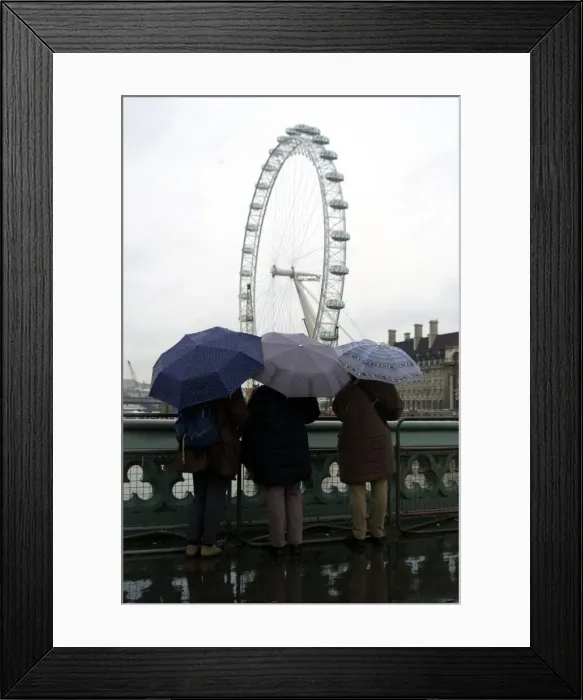 Framed Print : Preparations being made for a wet Millennium night at the Mall FunFair Framed Print : Preparations being made for a wet Millennium night at the Mall FunFair