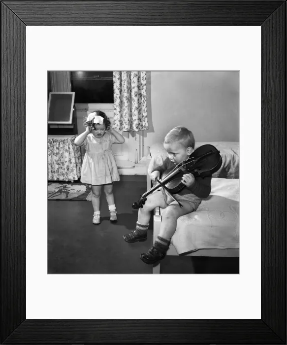 Framed Print : Children Playing with violin. March 1953 D1594 Framed Print : Children Playing with violin. March 1953 D1594