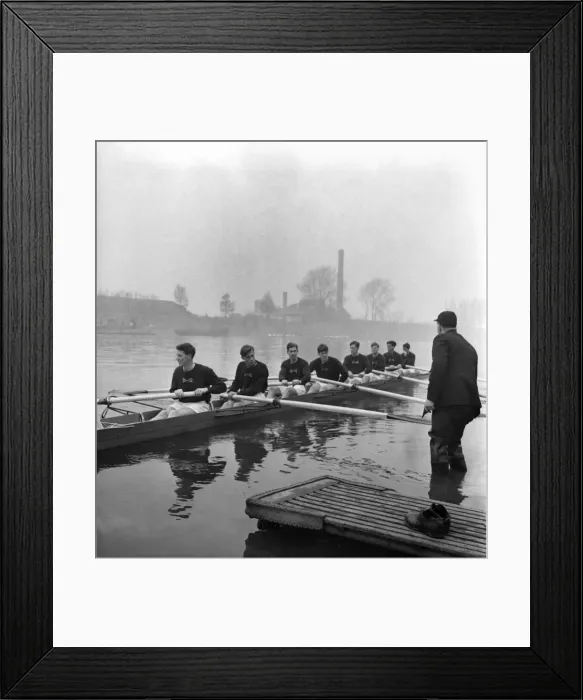 Framed Print : Oxford Boat Race team seen here training on the Thames. March 1953 D1558 Framed Print : Oxford Boat Race team seen here training on the Thames. March 1953 D1558