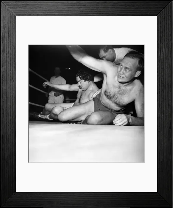 Framed Print : Wrestling at Harringay Jack Doyle in the first bout of his new career