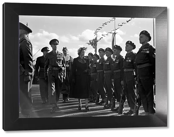 Princess Elizabeth tour of Devon and Cornwall, reviewing army soldiers