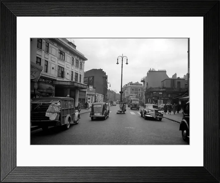 Framed Print : Street Scene in and around Notting Hill Gate London. March 1953 D1599 Framed Print : Street Scene in and around Notting Hill Gate London. March 1953 D1599