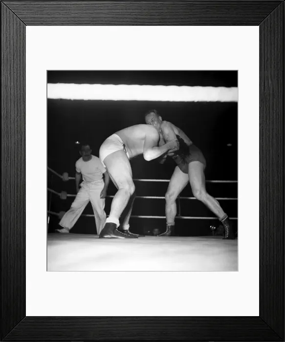 Framed Print : Wrestling at Harringay Jack Doyle in the first bout of his new career Framed Print : Wrestling at Harringay Jack Doyle in the first bout of his new career