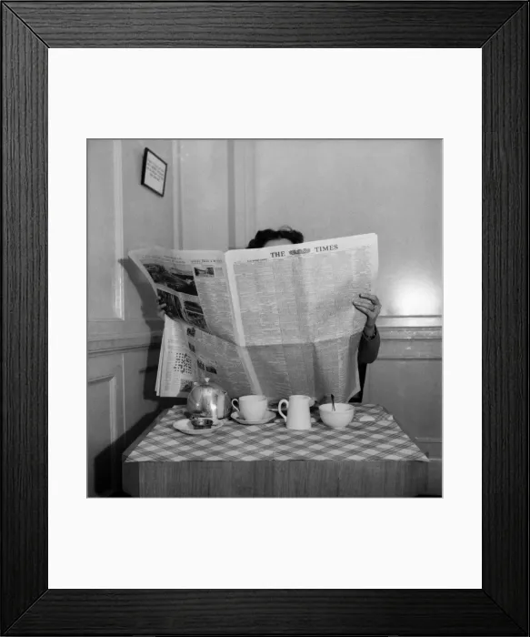Framed Print : Man reading the Times newspaper. April 1953 D1955