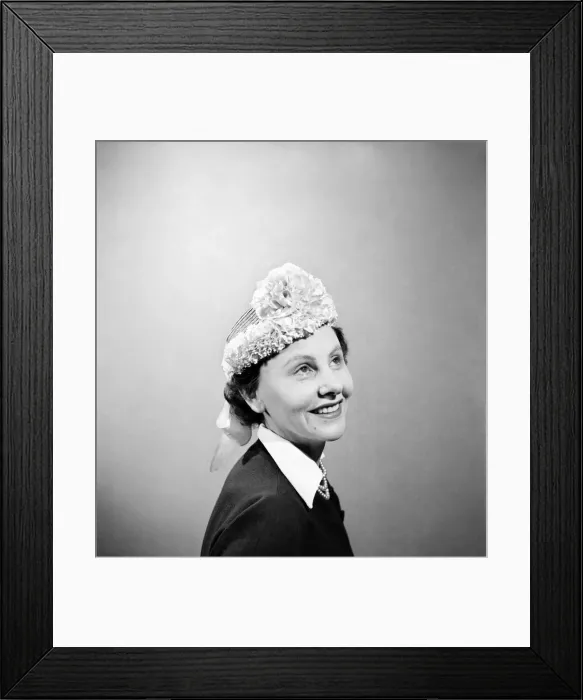 Framed Print : Clothing hat fashions Victorian Bonnet. July 1952 C3528