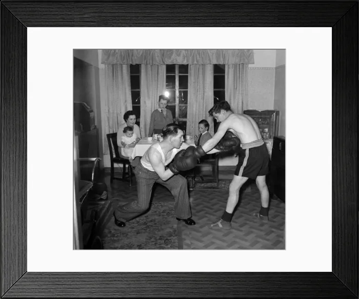 Framed Print : Johnnie Beveridge (Right) seen here training with manager. Billy Rome. March 1953 D1410 Framed Print : Johnnie Beveridge (Right) seen here training with manager. Billy Rome. March 1953 D1410