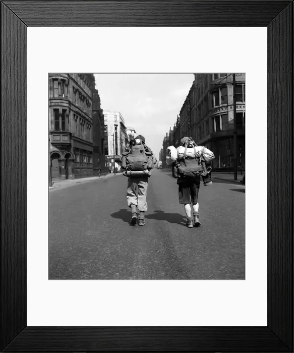 Framed Print : Brian Duckworth and Geaorge Evans of Monton, Lancs who are hidden behind their heavy