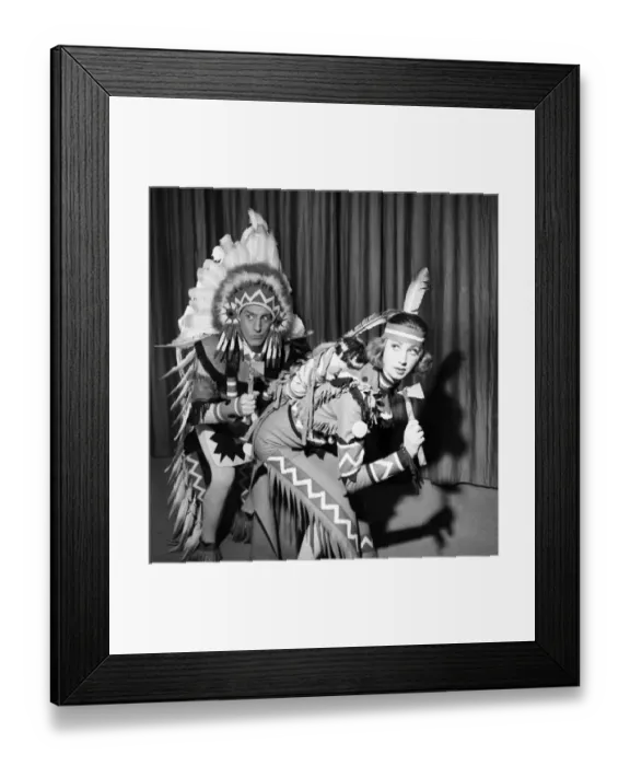 Framed Print : Moyra Fraser and Max Adnan seen as red indians in the London Stage Show Framed Print : Moyra Fraser and Max Adnan seen as red indians in the London Stage Show