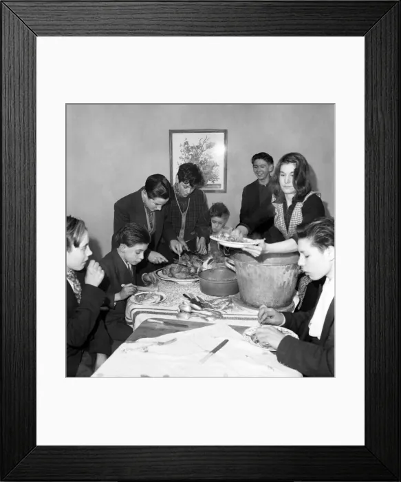 Framed Print : Childrens Party given by M. R Copping. Dinner is served as the children gather Framed Print : Childrens Party given by M. R Copping. Dinner is served as the children gather