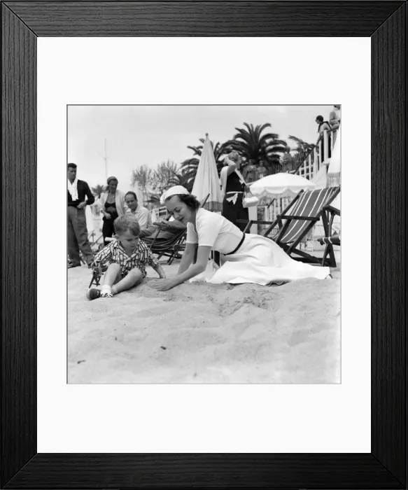 Framed Print : Olivia De Havilland seen here on the beach at Cannes. April 1953 D2154A