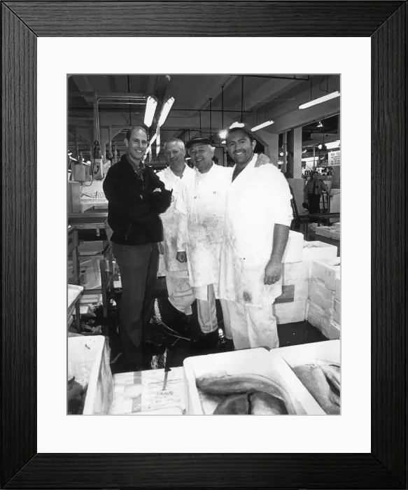 Framed Print : Prince Edward visits Bilingsgate Fish Market to film for Crown