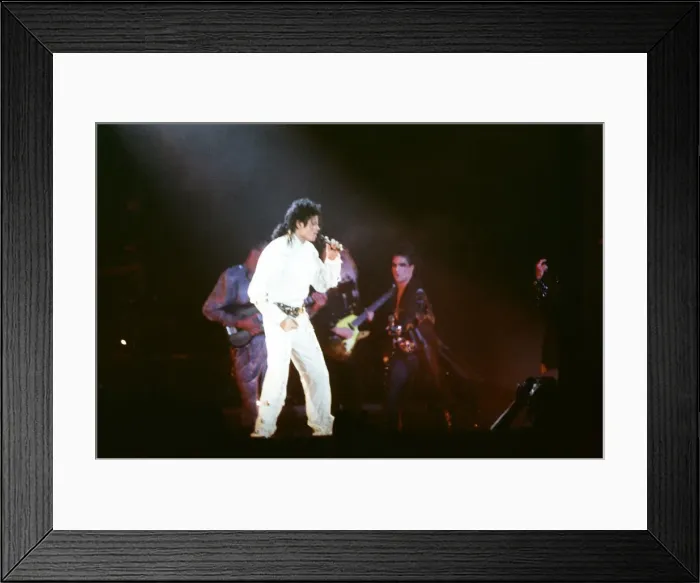 Framed Print : Michael Jackson seen here after perforiming on stage at Wembley during the Bad concert Framed Print : Michael Jackson seen here after perforiming on stage at Wembley during the Bad concert