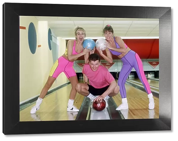 Fashion sportswear 1989 models in ten pin bowling alley multi coloured shorts crop tops