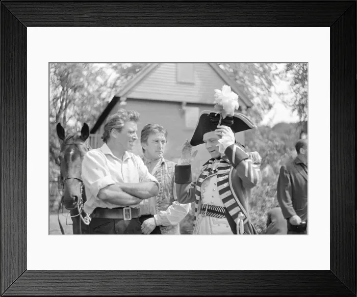 Framed Print : Burt Lancaster laughing with his actor colleagues during the filming of The Devils Framed Print : Burt Lancaster laughing with his actor colleagues during the filming of The Devils