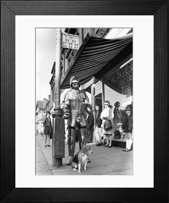 Framed Print : This knight causes a stir as he waits for his bus Framed Print : This knight causes a stir as he waits for his bus