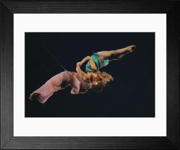 Framed Print : Dancers rehearsing the aerial ballet at the Millennium Dome
