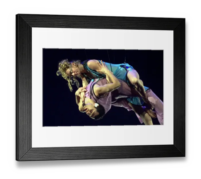 Framed Print : Dancers dangling from the ceiling December 1999 during rehearsals for