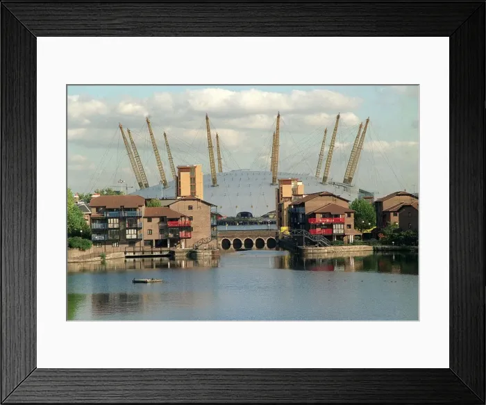 Framed Print : Millennium Dome from Canary Wharf bridge Framed Print : Millennium Dome from Canary Wharf bridge