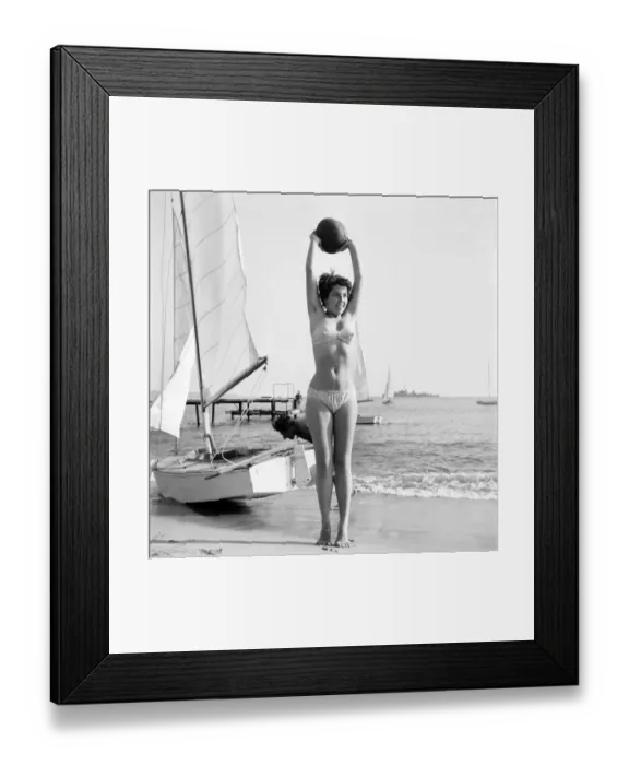 Framed Print : Cannes Film Festival 1953. Actress Liyane Bendavid seen here enjoying herself