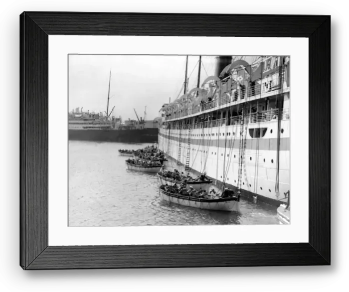 Framed Print : Life-boat drawning away from the ship. H. M. T Lancarchive. September 1936 P000088 Framed Print : Life-boat drawning away from the ship. H. M. T Lancarchive. September 1936 P000088