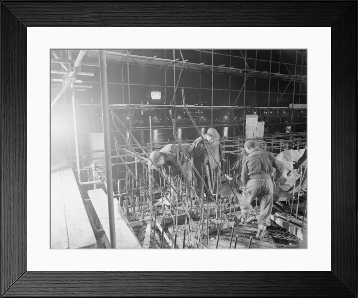 Framed Print : Festival of Britain Site 1950 Working by night on site of 1951 Festival of Britain Framed Print : Festival of Britain Site 1950 Working by night on site of 1951 Festival of Britain